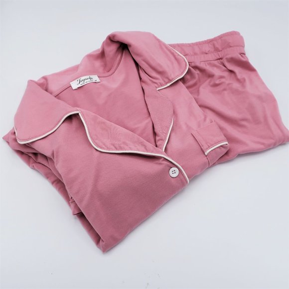 Joyaria Size M Pajama Set Pink Short Sleeve Button Up Top & Short Bottoms - Picture 6 of 8